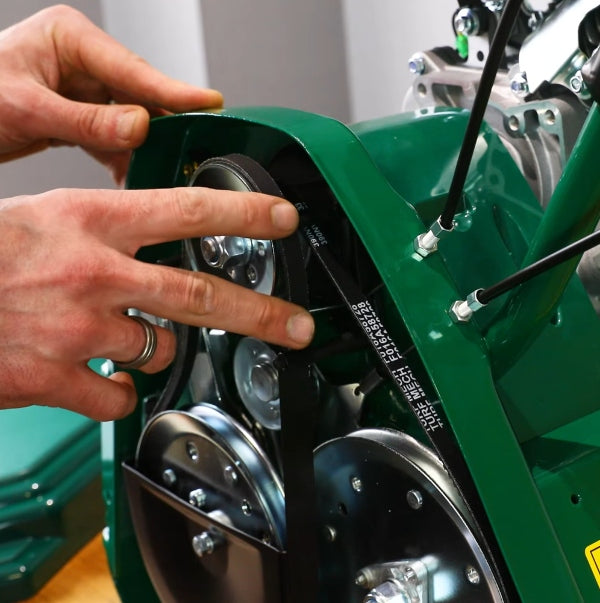 Adjusting the Cylinder and Rear Roller Drive Belt Tension on an Allett Classic or Kensington mower