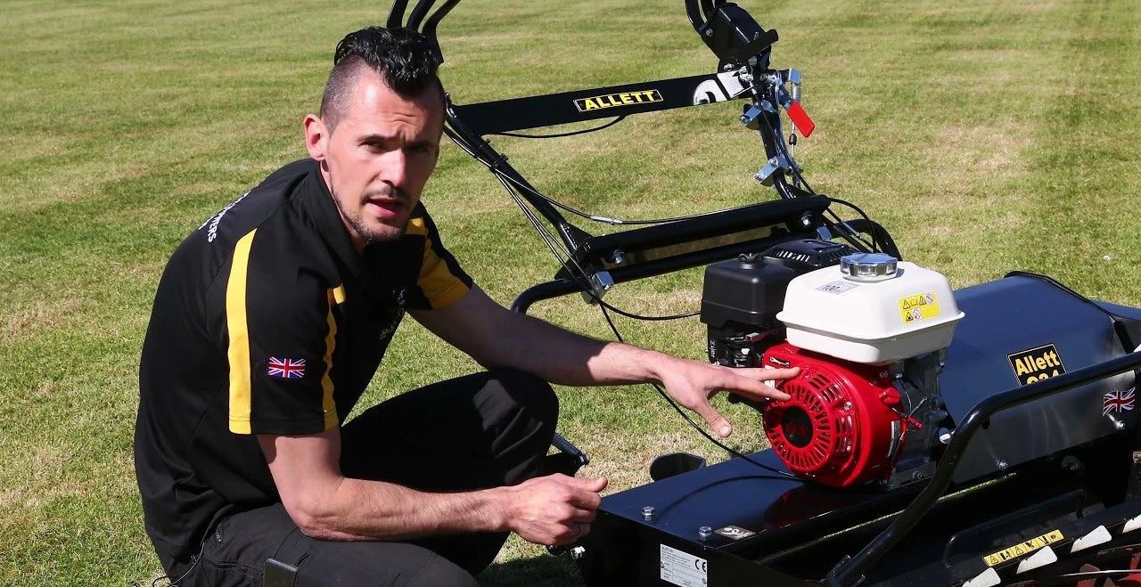Load video: Introducing the Allett C34 Petrol Powered Cylinder Machine