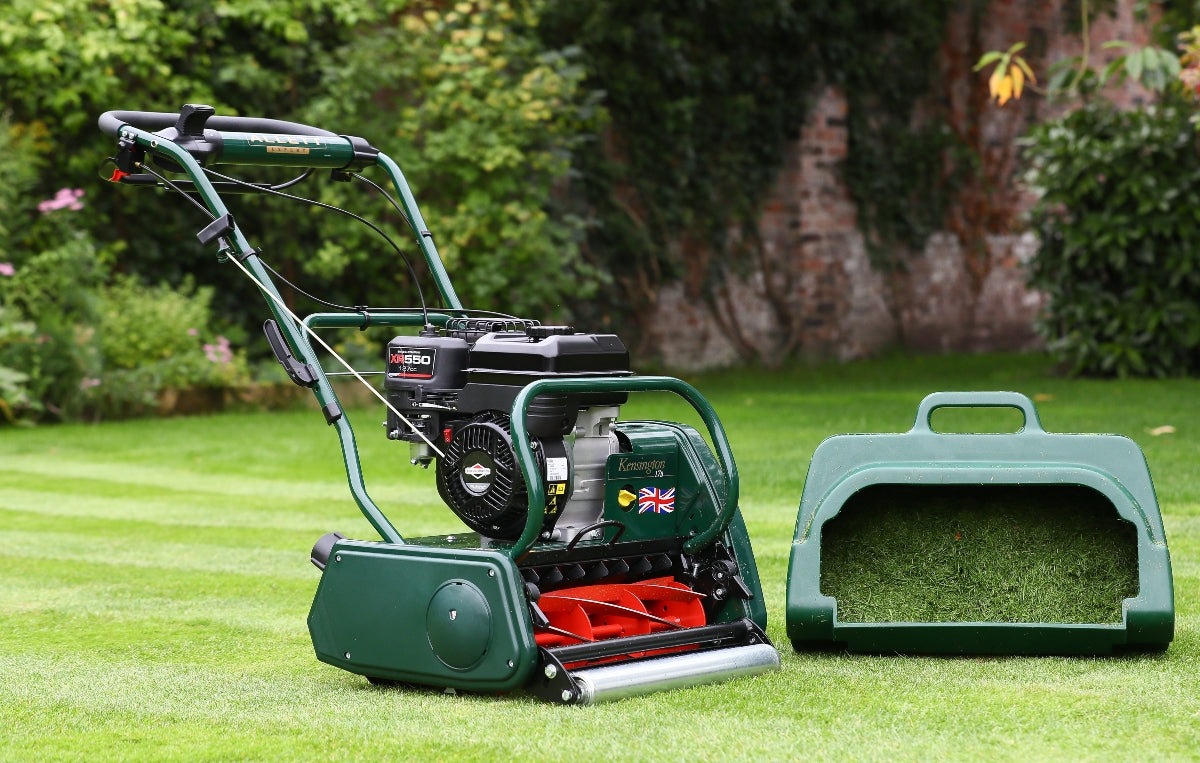 Load video: Creating a beautiful lawn with the Allett Kensington 14B, 17B+20B Cylinder Lawn Mower