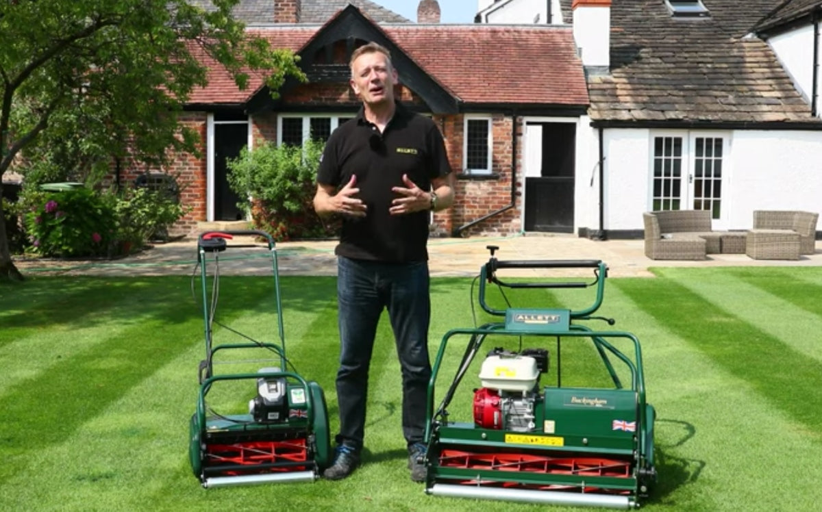 Load video: How to Achieve A Beautifully Striped Lawn with An Allett Cylinder Lawn Mower